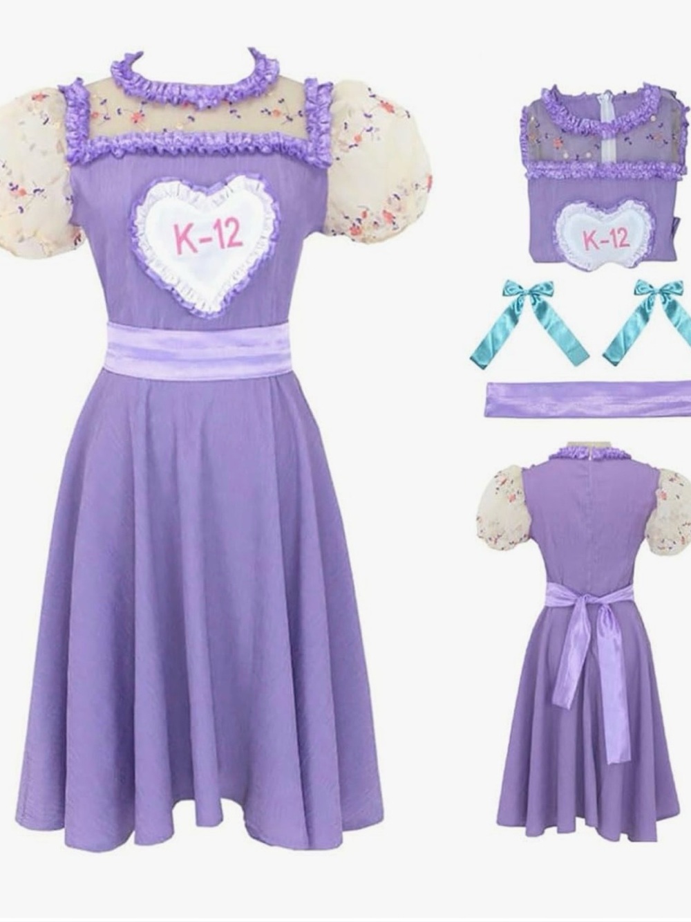 K-12 Lavender Puff Sleeve Dress